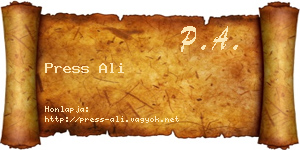 Press Ali névjegykártya